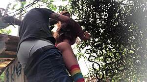 outdoor fun banging redhead sex doll's tight ass