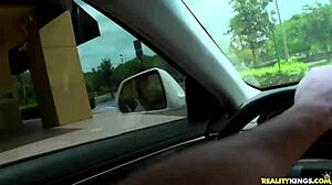 Public threesomes with professional blowjob giver