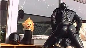 Roxina in shiny rubber outfit in hot video