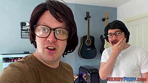 Busty Brit Giving Head To Dweeb In First Time Trick