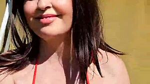 Mature amateur Britney swallows outdoor jugs and more