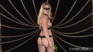 Petite Blonde Dominatrix Gina Beckman in BDSM Solo Play