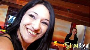 Busty Babe Bent Over Takes Cock With Legs Spreading Wide