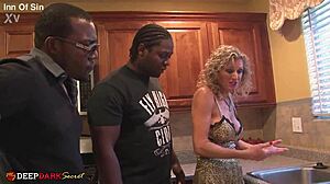 A blonde cougar named Jade has a 3 woman scene with big black cock loving plumbers