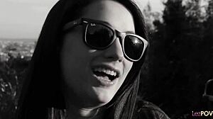 Brunette Lesbians Lick and Kiss on Dimly Lit Bed