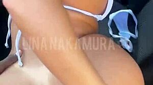 yo, banging that hot japanese chick’s tight spot in the car, pov style