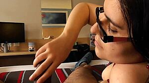 Alternative British teen gives great blow job and hand job to a black man