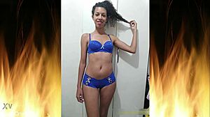 Beautiful Brunette In Blue Lingerie Trailer 01