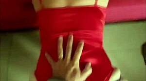 French Amateur in Red Satin Body Suit Gets Pounded. Dirty Talk Fuels Hot Pussy Action!