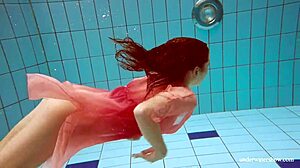 Russian teen Deniska strips in the water