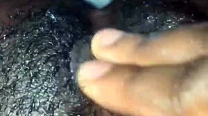 Small tit ebony solo pussy masturbation