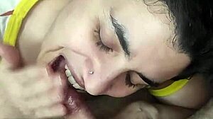 Licking cum off fingers after a quickie blowjob session.