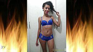 Beautiful Brunette In Blue Lingerie Trailer 01