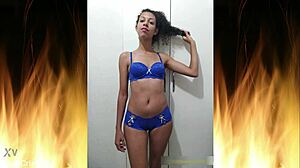 Beautiful Brunette In Blue Lingerie Trailer 01