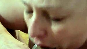 slutty wife gives deepthroat blowjob