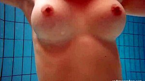 Russian teen Deniska strips in the water
