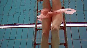 Russian teen Deniska strips in the water