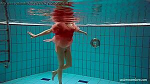 Russian teen Deniska strips in the water