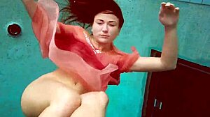 Russian teen Deniska strips in the water