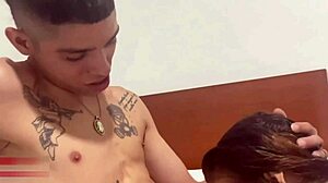First time brunette gets a money shot orgasm