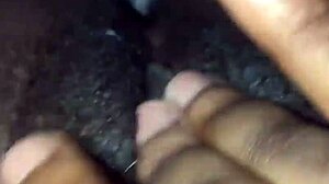 Small tit ebony solo pussy masturbation