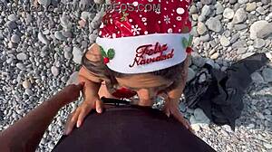 Valentina fucked me on the beach after christmas party