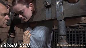 Boxed girl gets blowjob slave treatment with toys and bdsm!