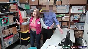 Skylar the shoplifter gets punished by a mall officer with a big dick