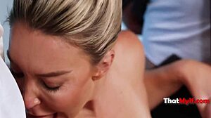 Milf gets wet during interrogation parody.