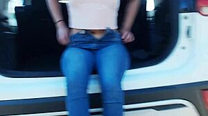 Asian girl Tina's outdoor adventure with big cock sucking