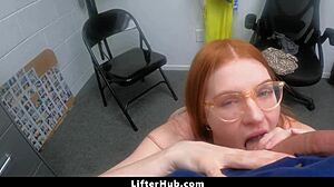 Redhead teen caught in steamy office affair with cop