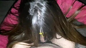 An amateur couple has a hot sex on the sofa and ends with a creampie