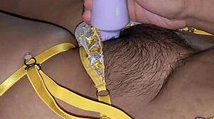 my sexy wifey rocks yellow lingerie with juicy tight pussy