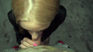 public agent finds genuine model prospect kneeling for big cock action