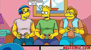friends bang milf while gaming in simpsons parody