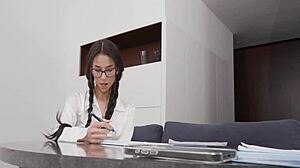 I love how naughty student Kama Oxi rides my cock in every position