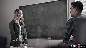 Old teacher seduces petite teen cheerleader for hardcore sex