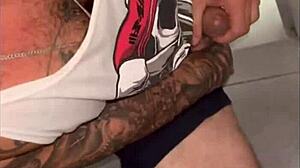 slave girl getting pegged in gym bathroom