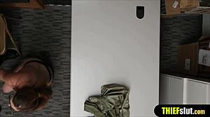 Geeky shoplifter caught and roughed up on CCTV