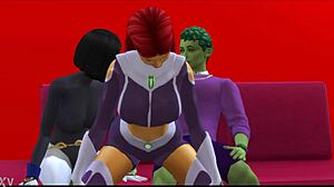 Raven And Starfire In Titan Threesome Babes With Big Asses And Tits!