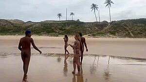 Friends enjoying outdoor activities on the beach