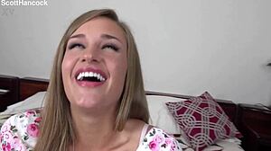 April Brookes Cute 19 YO Blonde Gets Messy Facial in POV