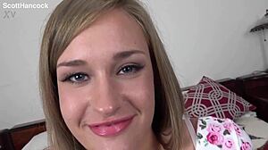 April Brookes Cute 19 YO Blonde Gets Messy Facial in POV