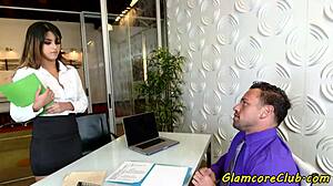 hey babe, watch this classy pornstar get pounded hard in the office with a facial finish!