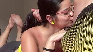Debora Prado’s big natural tits and nerd looks