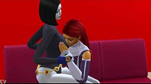Raven And Starfire In Titan Threesome Babes With Big Asses And Tits!