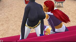 Raven And Starfire In Titan Threesome Babes With Big Asses And Tits!