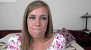 April Brookes Cute 19 YO Blonde Gets Messy Facial in POV