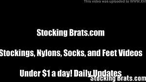 Summer and Allie enjoy toe sucking and jerk off instructions in stockings