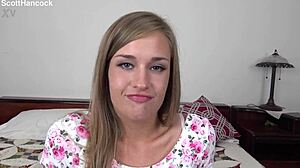 April Brookes Cute 19 YO Blonde Gets Messy Facial in POV